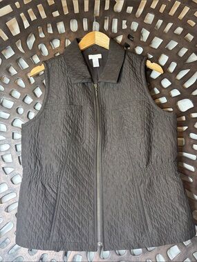 🤎 Chico’s Quilted Zip Front Vest Women’s 1 Dark Brown Lightweight Layering 🤎